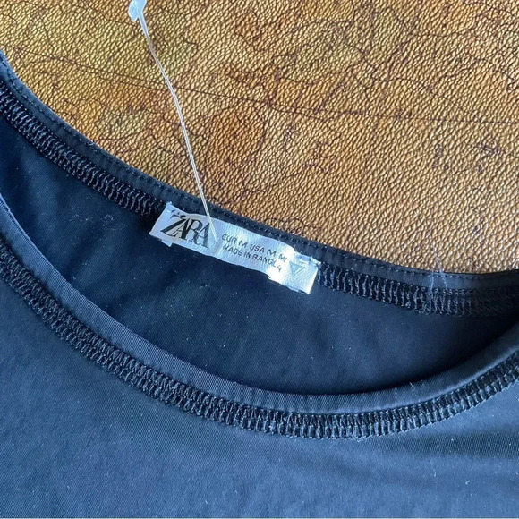 ZARA JERSEY T-SHIRT, Black, size M - Picture 2 of 4